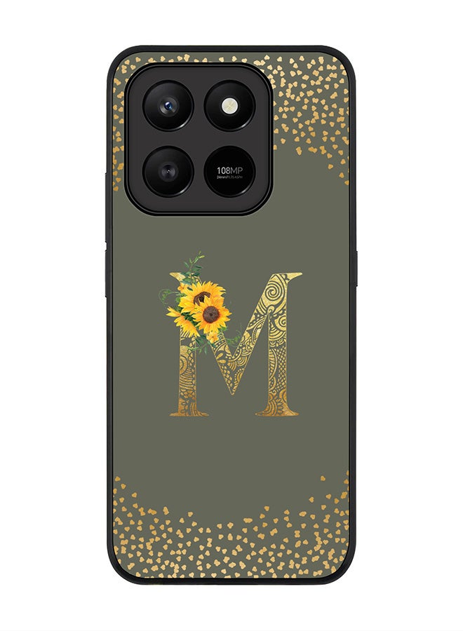 For Honor X7d 4G / X7d 5G / 400 Smart Case,Slim fit Camera Protection, Shockproof Thin Phone cover  - Custom Floral Monogram - M  (Olive Green )